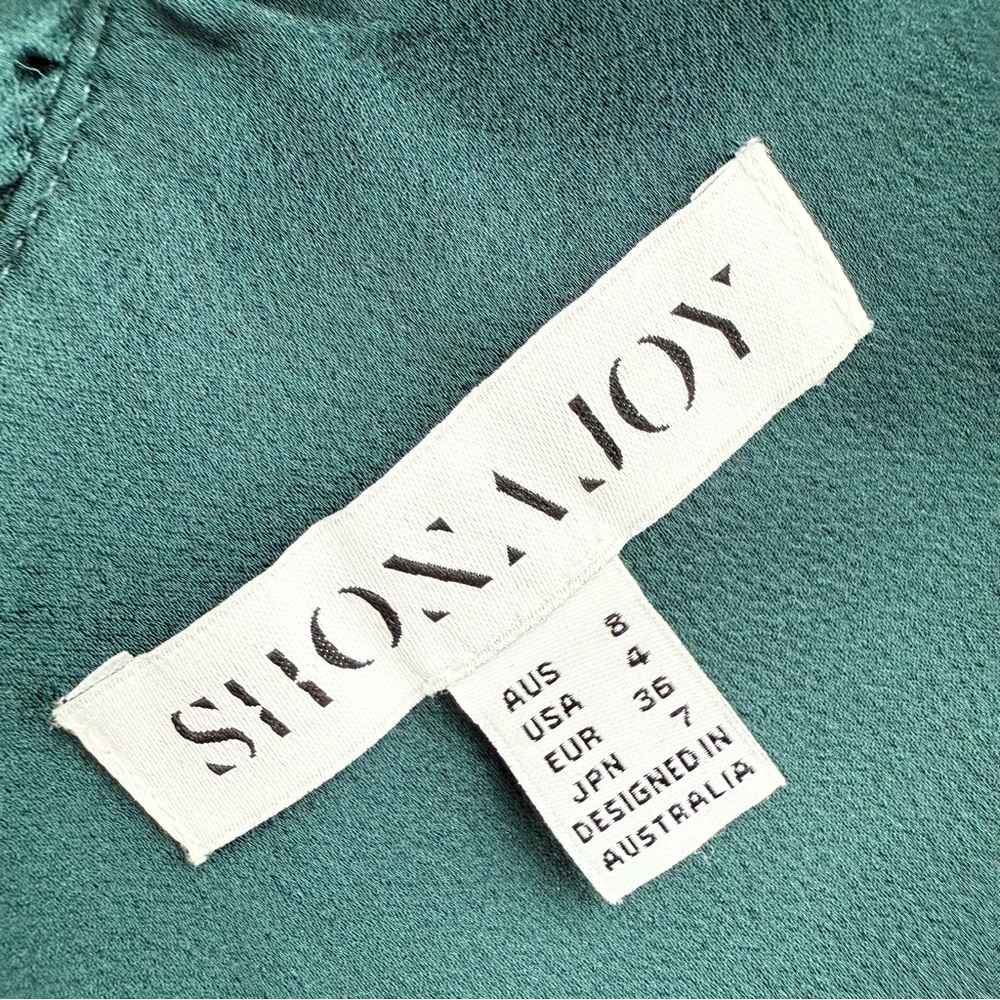 Shona Joy Luxe Plunge Frill Dress Emerald Green Sz 4 - Picture 8 of 10